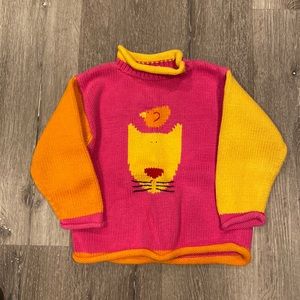 100% cotton VINTAGE little girls HANDMADE sweater size 5